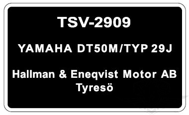 Typskylt Yamaha DT50M/Typ 29J