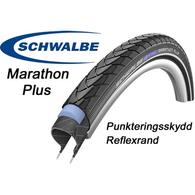 Däck 24x1.75" (47-507) Schwalbe Marathon Plus Svart/reflex