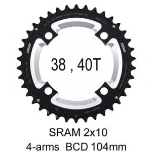 Framdrev BBB MTBgear 2x10, BCD 104mm 38 Tänder