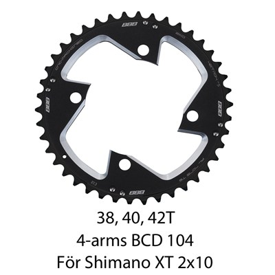 Framdrev MTBGear 2x10 Shimano XT 104mm 38 Tänder