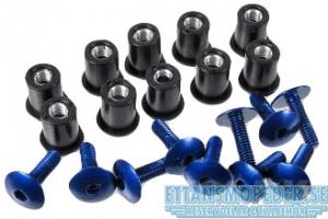 Kåpskruvar Derbi Senda krom blå