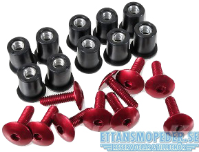 Kåpskruvar krom röd Derbi Senda mfl M6x16mm