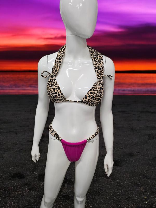 Bikini Leopard Pink Storl. S