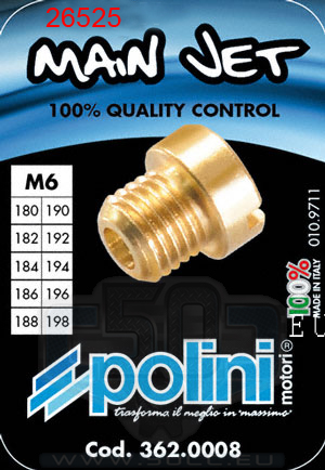 Munstycksats Dellorto 6mm 180-198 Polini