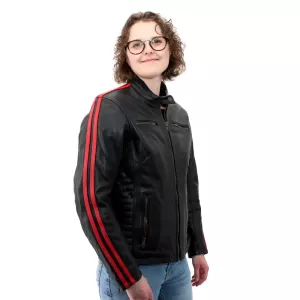 MC-Skinnjacka Nasville -dam, med röda linjer