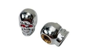 Ventilhatt döskalle krom/röd 1 par Universal