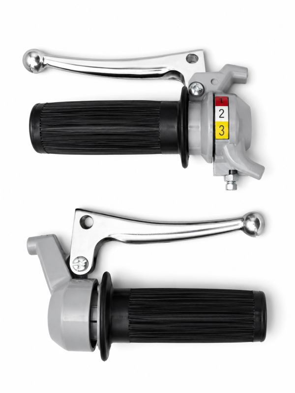 Gashandtag & Växelhandtag 3väx Grått alu arm Universal