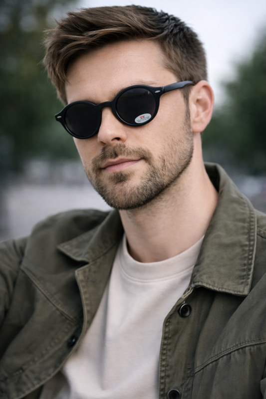 Solglasögon svarta runda (svart lins) nr.37