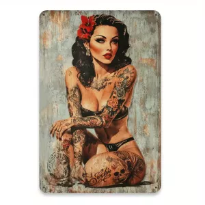 Plåtskylt Tatuerad dam 20x30cm