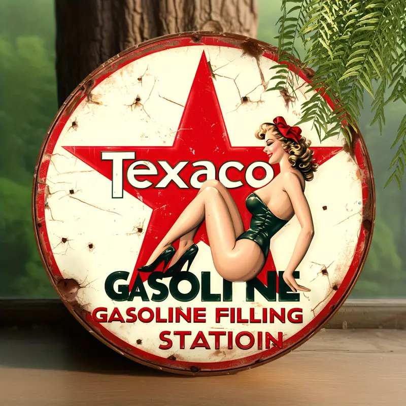 Plåtskylt Texaco Gasoline 20cm