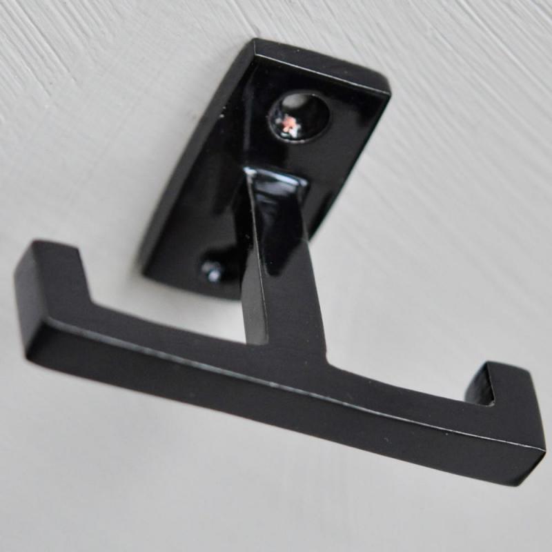 Dubbelkrok till hatthylla - Rak svart