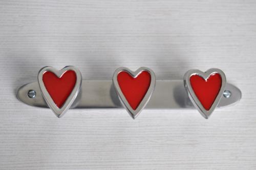 3-hängare Hjärta röd