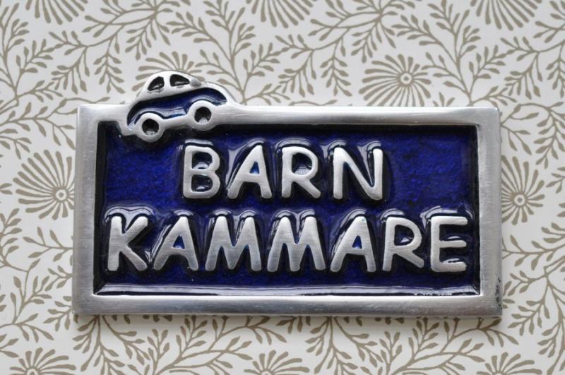 Skylt  BARNKAMMARE mörkblå
