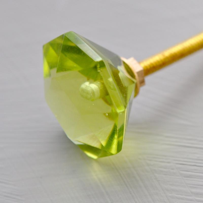 Glasknopp - Oktagon - Slipad - Grön