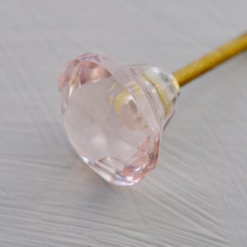 Glasknopp - Rund - Slipad - Rosa - S