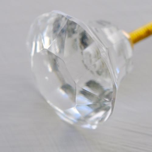 Glasknopp - Rund - Slipad - Klar - L