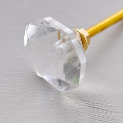 Glasknopp - Oktagon -Slipad - Klar