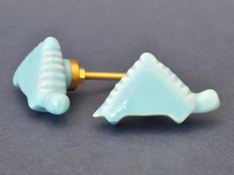 Porslinsknopp - Dinosaurie - Ljusblå