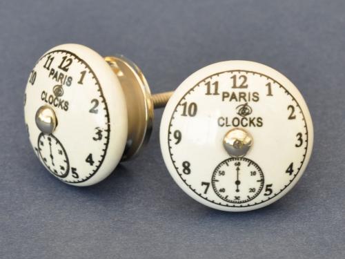 Porslinsknopp - Klocka - Vit