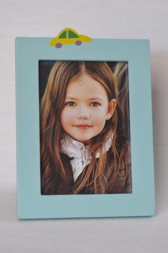 Ljusblå ram med bil