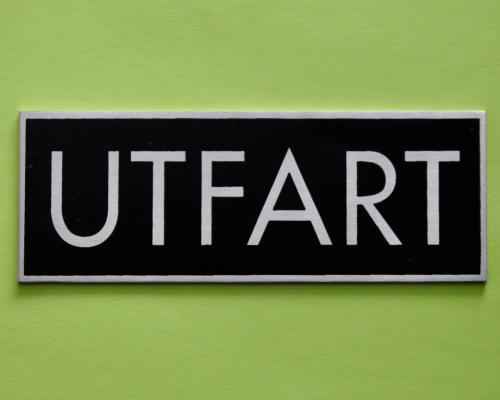 UTFART - skylt i rostfritt stål