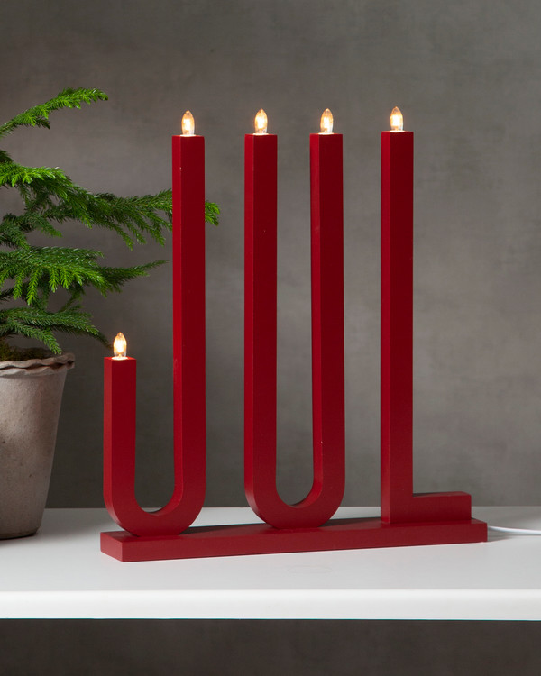 Adventsljusstake Jul - Röd