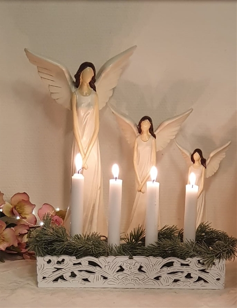 Product Image for Adventsstake I Snidat Trä vit metall