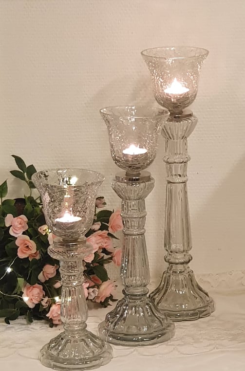 Glas Ljusstake Medium 2-Set