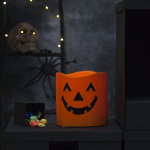 Halloween Blockljus LED Orange 15 cm
