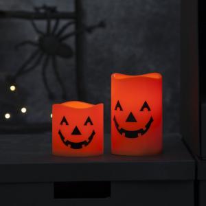Halloween Blockljus LED Orange 2-Pack