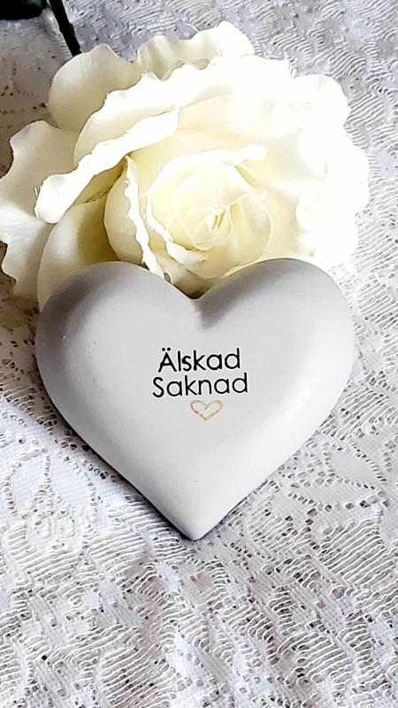 Product Image for Hjärta Med Text – Älskad Saknad polystone
