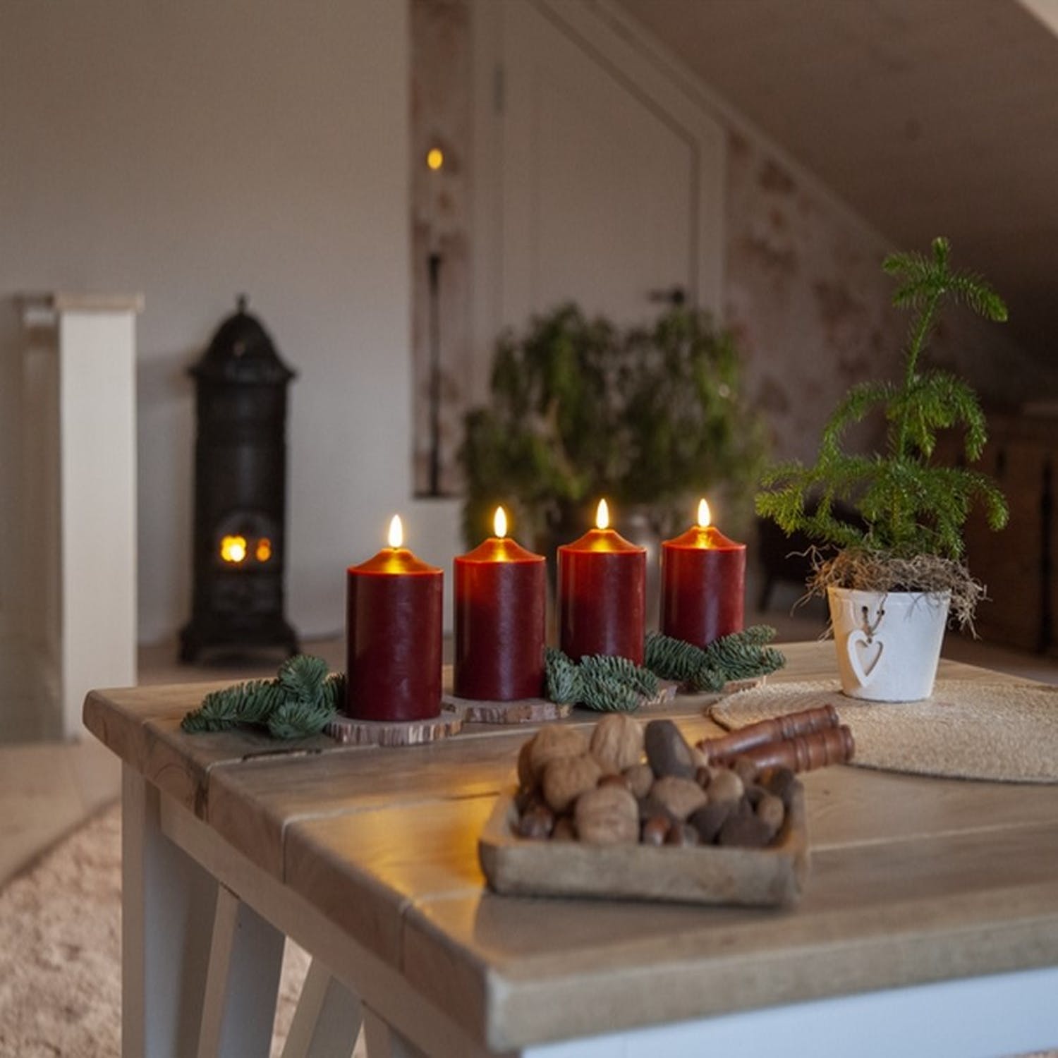 LED Blockljus Flamme - Röd