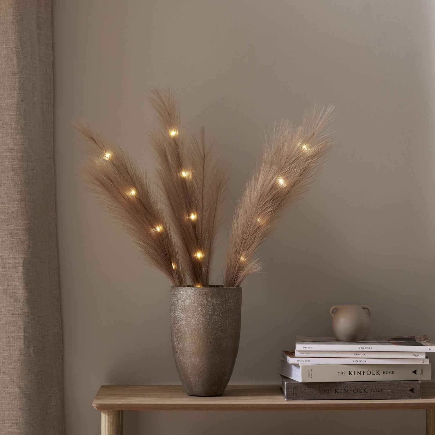 LED Dekorationskvist Fjädrar Brun - 3-pack