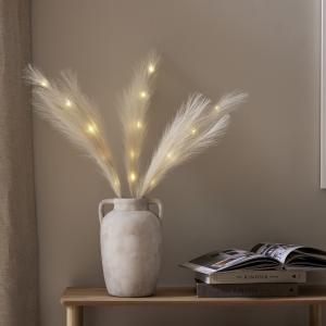 LED Dekorationskvist Fjädrar Beige - 3-pack