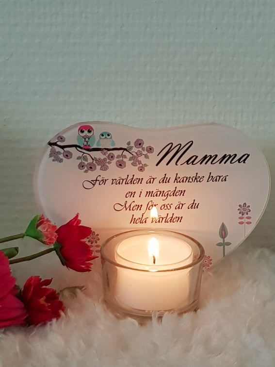 Product Image for Mamma Ljushållare glas hjärtformad