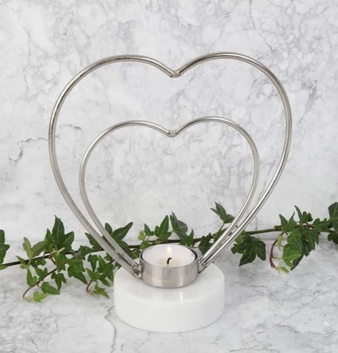 Ljusstake Hjärta Silver