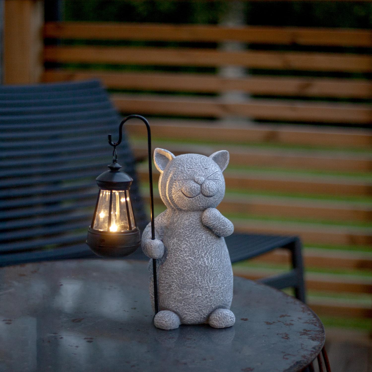 Solcellsdekoration Katt Med Lykta