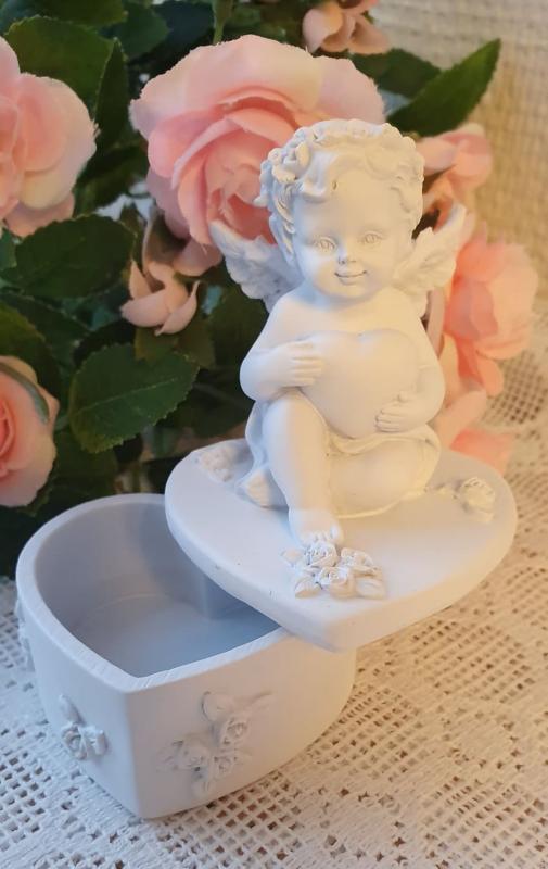 Product Image for Söt Ängel - Hjärtformad Ask handmålad dopgåva
