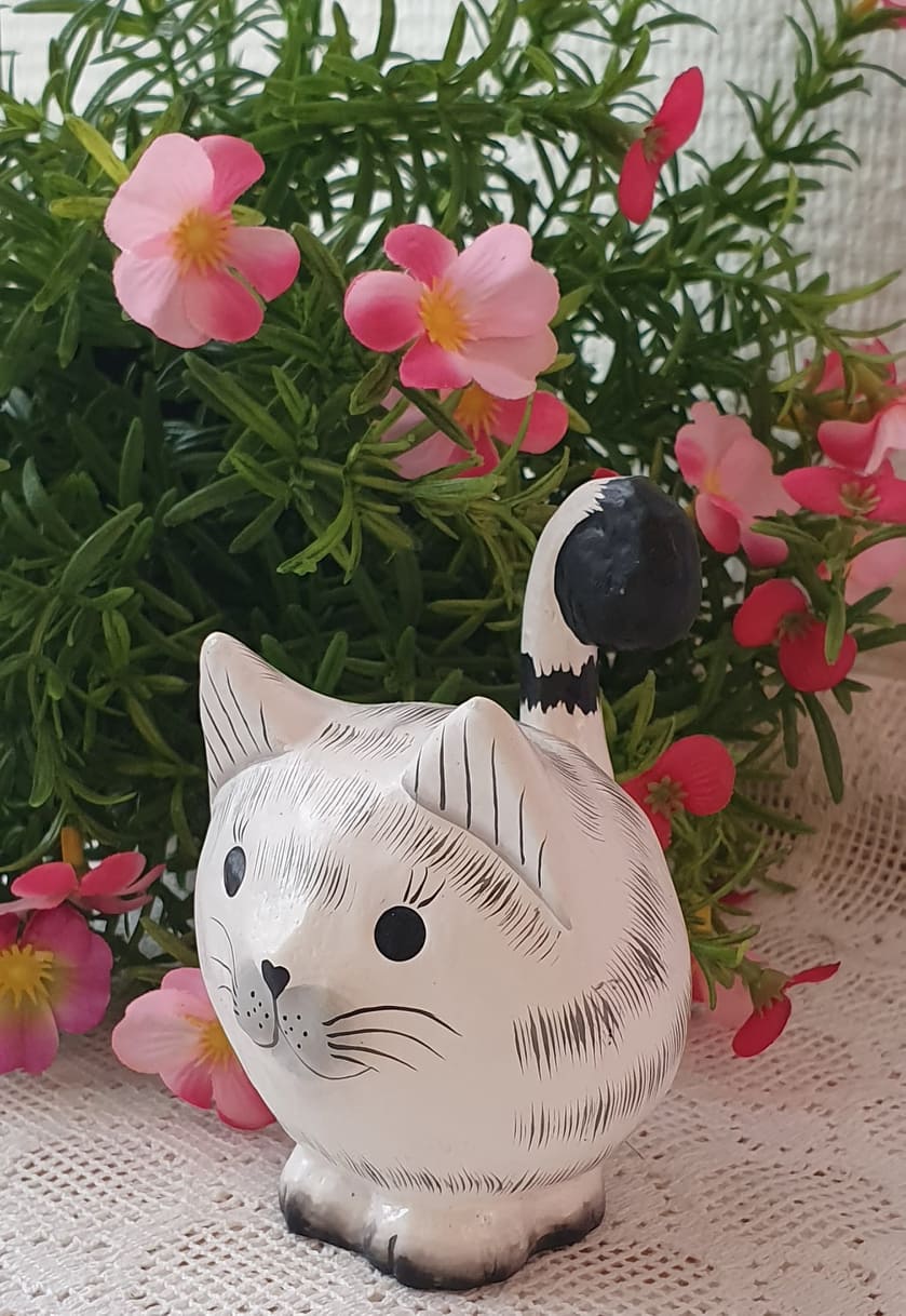 Stående Katt I Trä - Vit