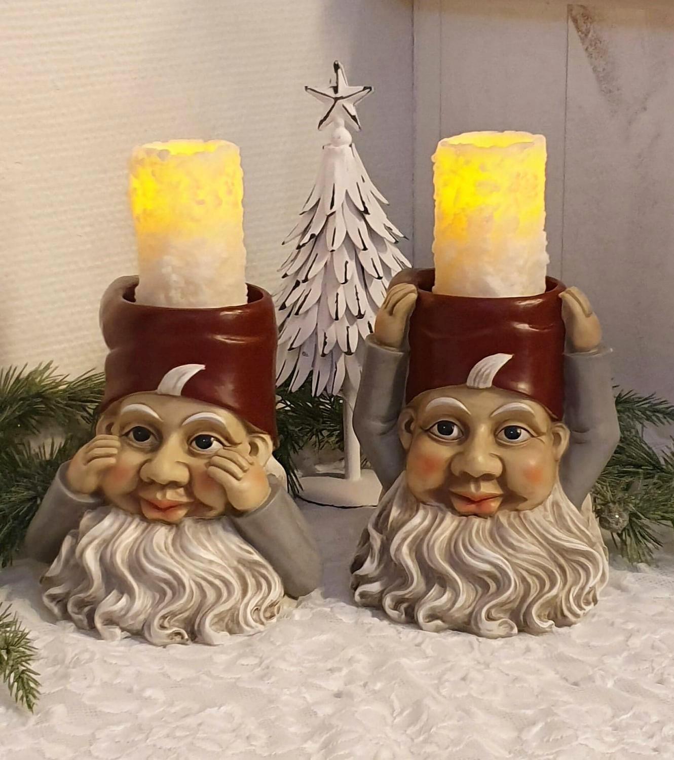 Tomte Ljusstake För Blockljus 2 - Pack