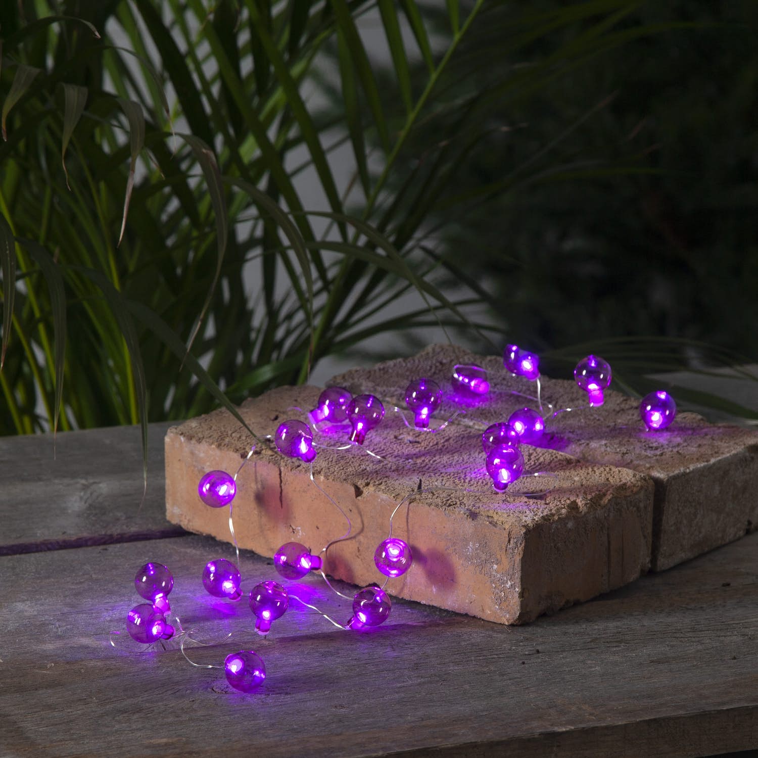 En vacker batteridriven ljusslinga med 20 stycken lila