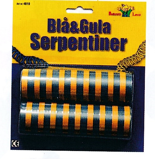 Serpentiner blå/gul 2st
