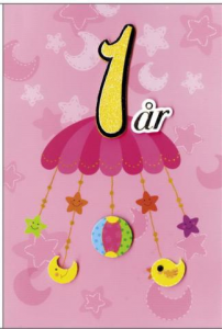 ÅRTALSKORT 1 ÅR ROSA