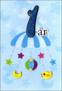 ÅRTALSKORT 1 ÅR BLÅ