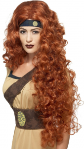 Medieval Warrior Queen Wig, Auburn, Extra Long