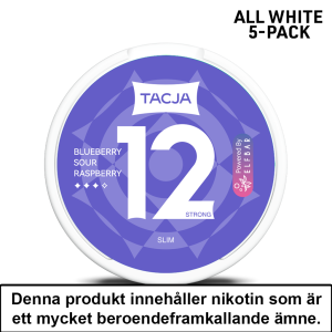 Tacja Slim | Blueberry Sour Raspberry | All White | 12mg | 5pack | OBS!! Kort/Utgånget Datum