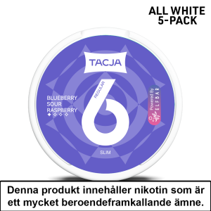 Tacja Slim | Blueberry Sour Raspberry | All White | 6mg | 5pack | OBS!! Kort/Utgånget Datum