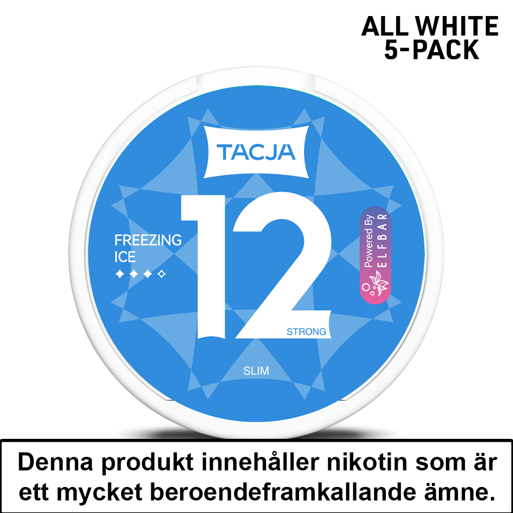 Tacja Slim | Freezing Ice | All White | 12mg | 5pack | OBS!! Kort/Utgånget Datum