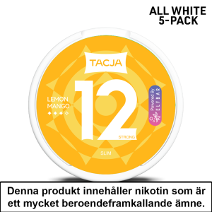 Tacja Slim | Lemon Mango | All White | 12mg | 5pack | OBS!! Kort/Utgånget Datum