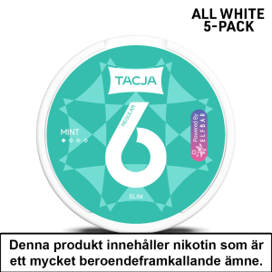 Tacja Slim | Mint | All White | 6mg | 5pack | OBS!! Kort/Utgånget Datum
